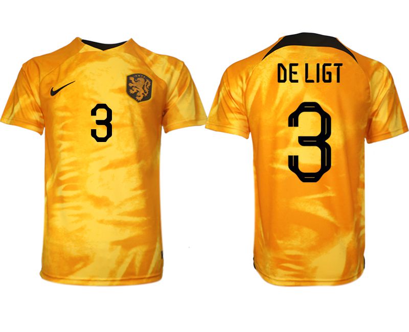 Men 2022 World Cup National Team Netherlands home aaa version yellow #3 Soccer Jersey->customized soccer jersey->Custom Jersey